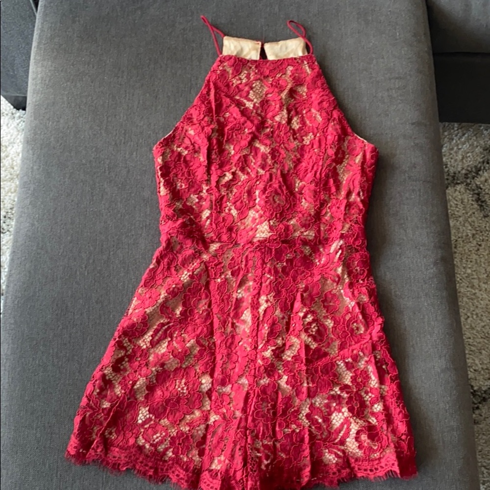 Red lace romper